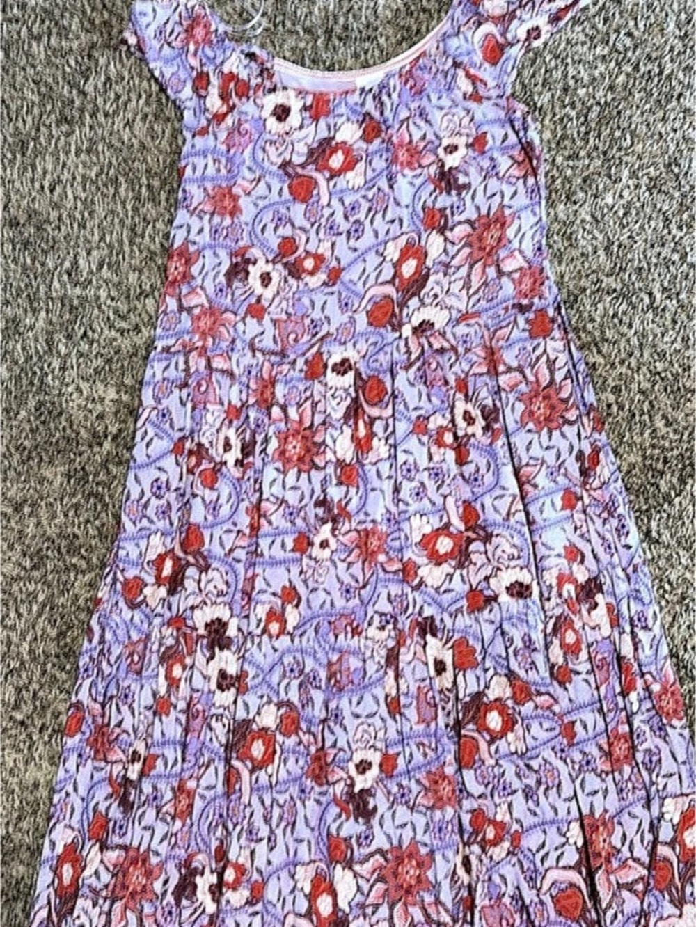 Knox Rose Purple Floral Tiered Midi Dress Purple & Red Large